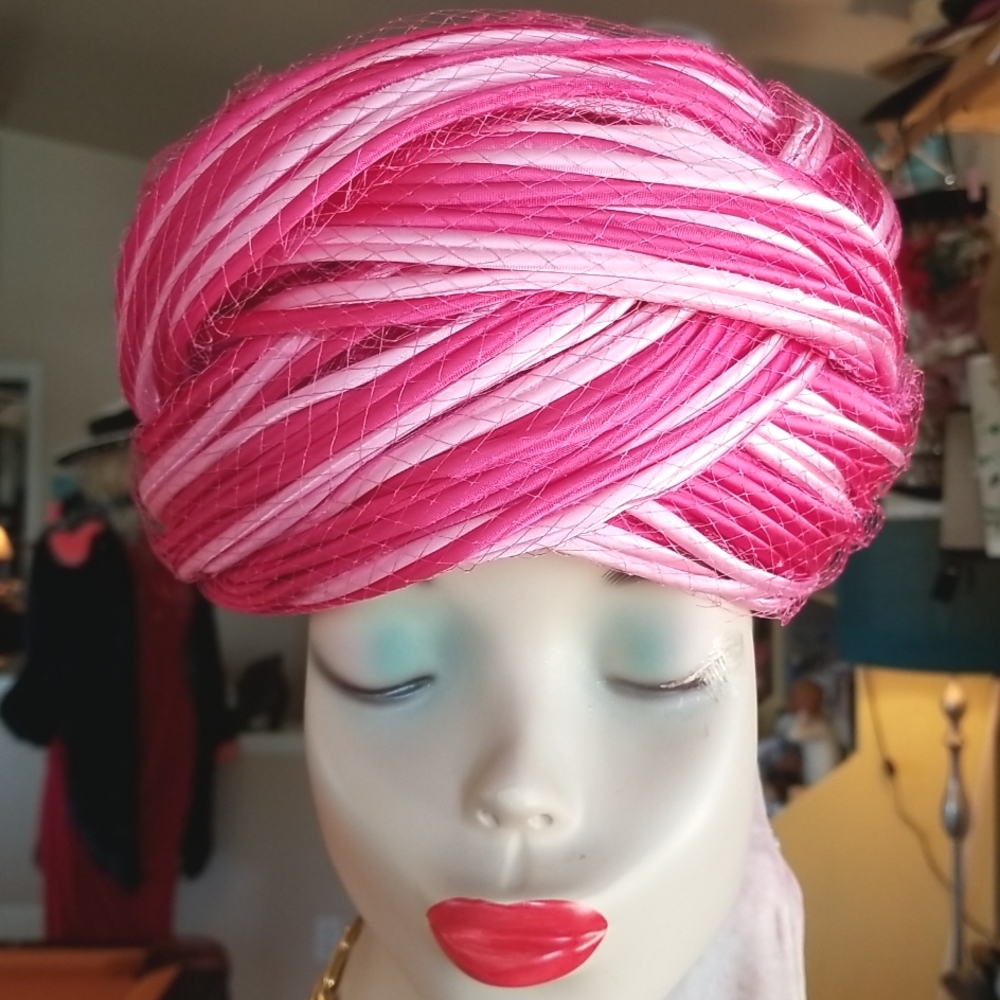 60s DIOR Christian Vtg Braided Pinks Netting Party Fashionista Collector Hat EVC - Picture 16 of 16